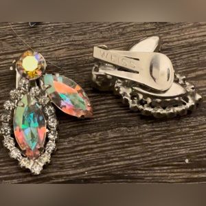 True Vintage WEISS Rainbow Marquis Stones Framed By Tiny Clear White Stones SIL